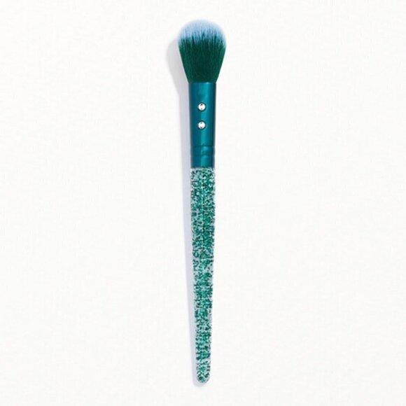 SLMissGlam New Green Teal Glitter Synthetic Pro Round Blusher Blush P40 Brush - Picture 1 of 6